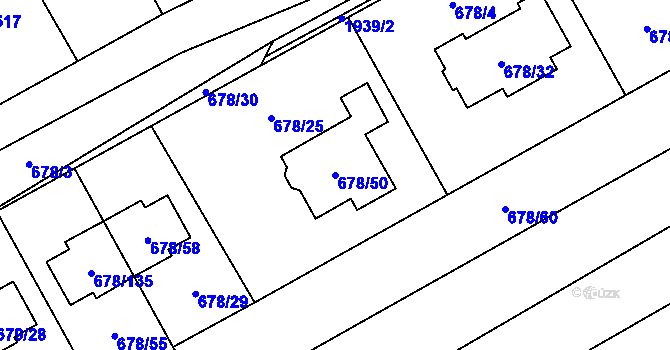 Parcela st. 678/50 v KÚ Holice u Olomouce, Katastrální mapa