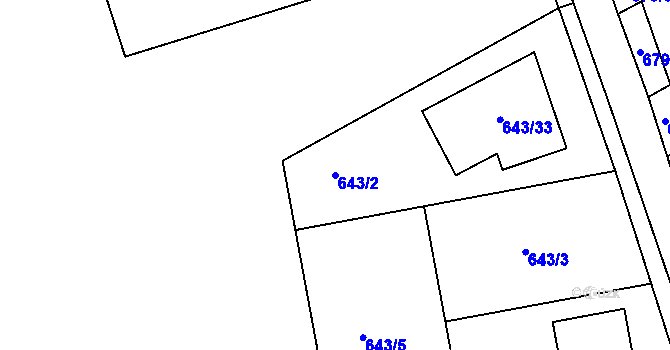 Parcela st. 643/2 v KÚ Holice u Olomouce, Katastrální mapa