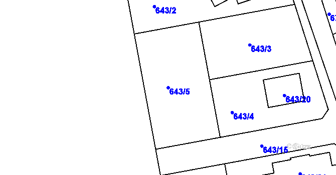 Parcela st. 643/5 v KÚ Holice u Olomouce, Katastrální mapa