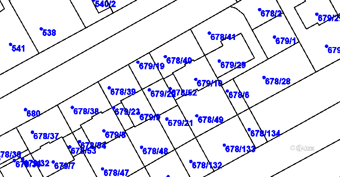 Parcela st. 678/52 v KÚ Holice u Olomouce, Katastrální mapa