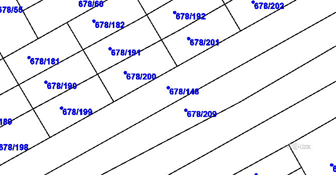 Parcela st. 678/148 v KÚ Holice u Olomouce, Katastrální mapa