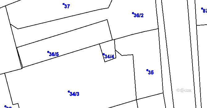 Parcela st. 34/4 v KÚ Holice u Olomouce, Katastrální mapa