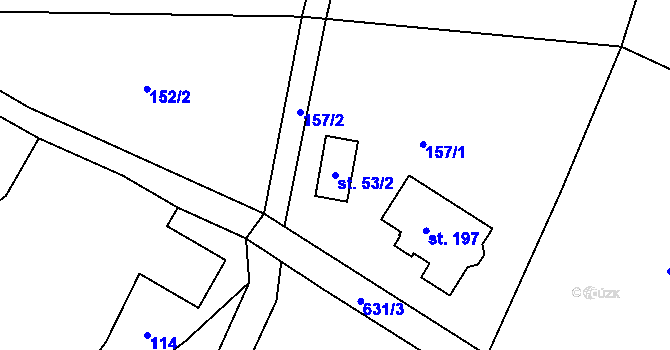 Parcela st. 53/2 v KÚ Holín, Katastrální mapa