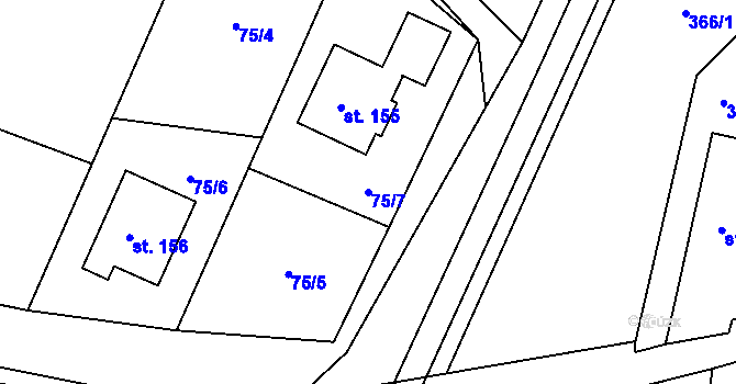Parcela st. 75/7 v KÚ Holín, Katastrální mapa