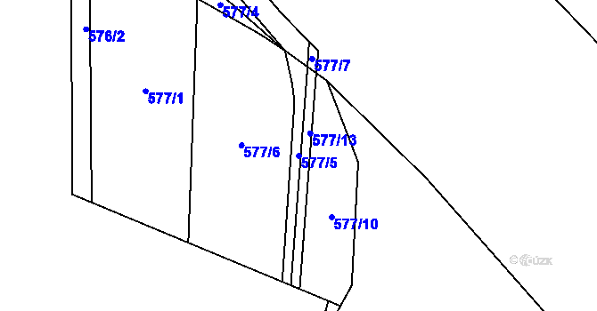 Parcela st. 577/5 v KÚ Holín, Katastrální mapa