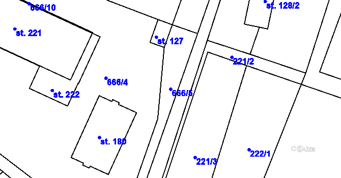 Parcela st. 666/5 v KÚ Holín, Katastrální mapa