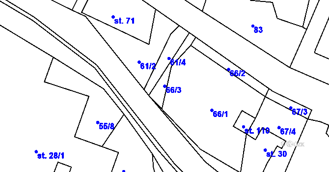 Parcela st. 66/3 v KÚ Holín, Katastrální mapa