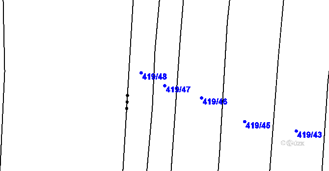 Parcela st. 419/47 v KÚ Holín, Katastrální mapa