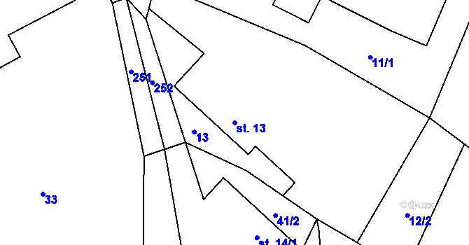 Parcela st. 13 v KÚ Ohaveč, Katastrální mapa