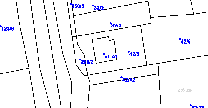 Parcela st. 51 v KÚ Ohaveč, Katastrální mapa