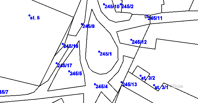 Parcela st. 245/1 v KÚ Ohaveč, Katastrální mapa