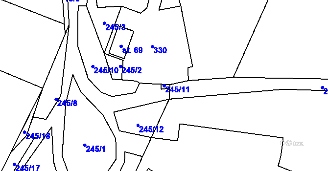 Parcela st. 245/11 v KÚ Ohaveč, Katastrální mapa