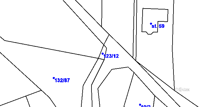 Parcela st. 123/12 v KÚ Ohaveč, Katastrální mapa