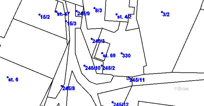 Parcela st. 69 v KÚ Ohaveč, Katastrální mapa