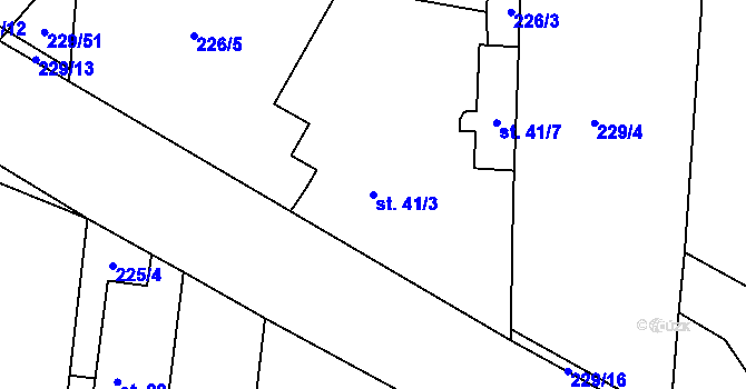 Parcela st. 41/3 v KÚ Ohaveč, Katastrální mapa