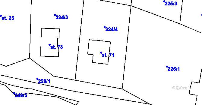 Parcela st. 71 v KÚ Ohaveč, Katastrální mapa