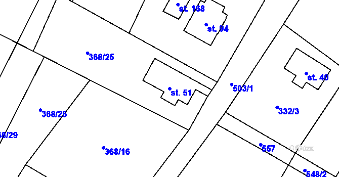 Parcela st. 51 v KÚ Pařezská Lhota, Katastrální mapa