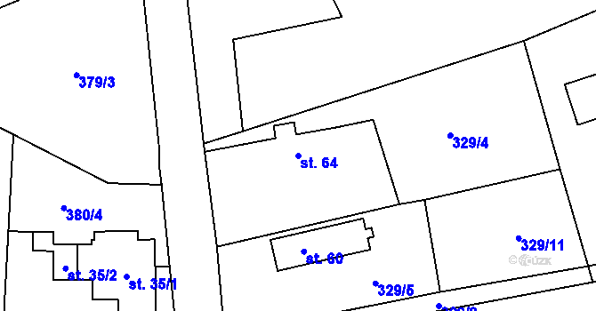 Parcela st. 64 v KÚ Pařezská Lhota, Katastrální mapa