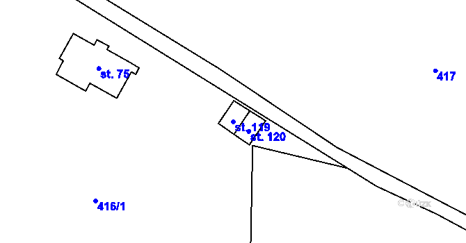Parcela st. 119 v KÚ Pařezská Lhota, Katastrální mapa