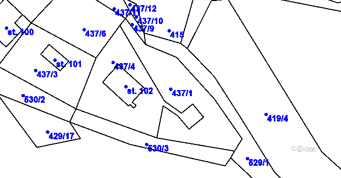 Parcela st. 437/1 v KÚ Pařezská Lhota, Katastrální mapa
