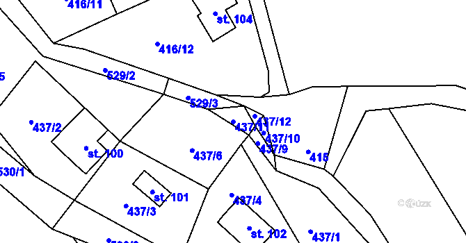 Parcela st. 437/11 v KÚ Pařezská Lhota, Katastrální mapa