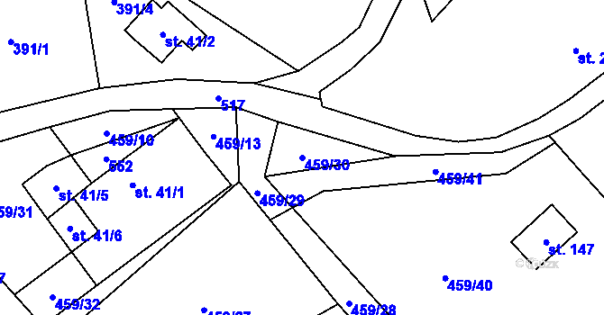 Parcela st. 459/30 v KÚ Pařezská Lhota, Katastrální mapa