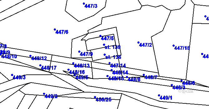 Parcela st. 136 v KÚ Pařezská Lhota, Katastrální mapa