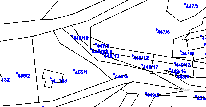 Parcela st. 448/10 v KÚ Pařezská Lhota, Katastrální mapa