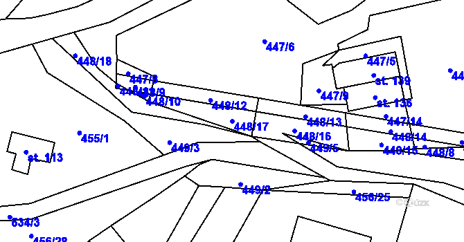 Parcela st. 448/17 v KÚ Pařezská Lhota, Katastrální mapa