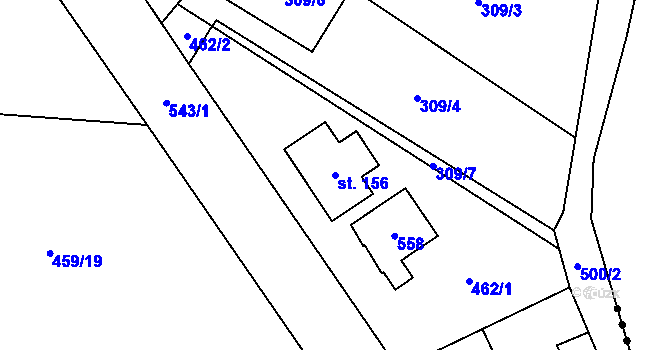 Parcela st. 156 v KÚ Pařezská Lhota, Katastrální mapa