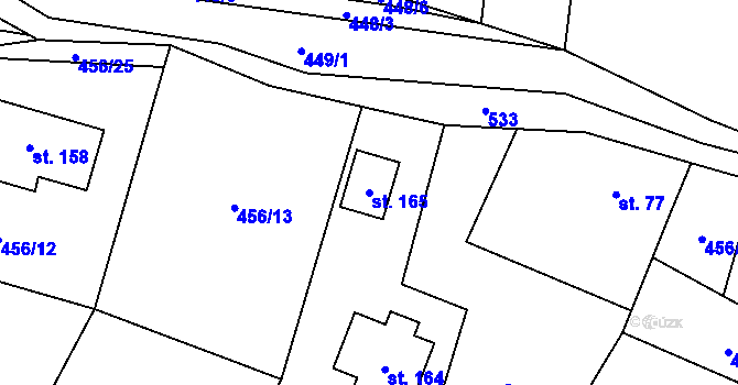 Parcela st. 165 v KÚ Pařezská Lhota, Katastrální mapa