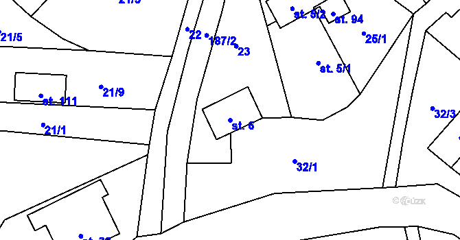 Parcela st. 6 v KÚ Prachov, Katastrální mapa