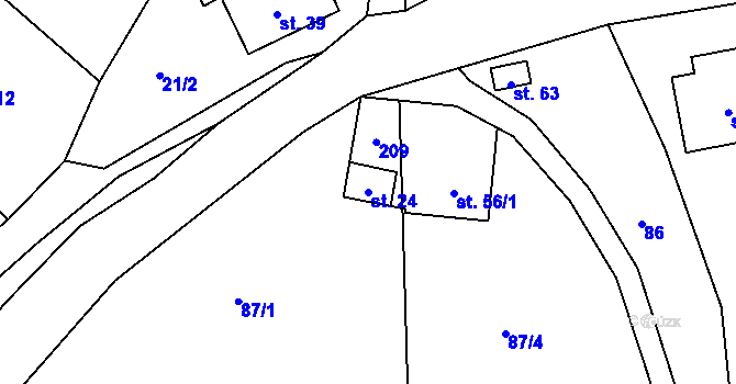 Parcela st. 24 v KÚ Prachov, Katastrální mapa