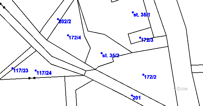 Parcela st. 35/2 v KÚ Prachov, Katastrální mapa