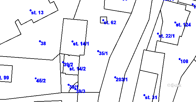 Parcela st. 35/1 v KÚ Prachov, Katastrální mapa
