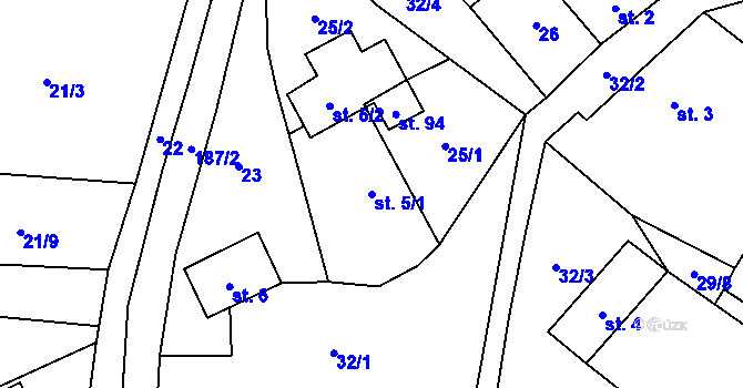 Parcela st. 5/1 v KÚ Prachov, Katastrální mapa