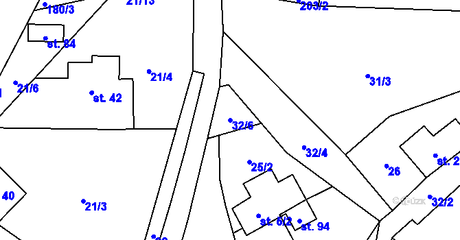 Parcela st. 32/6 v KÚ Prachov, Katastrální mapa
