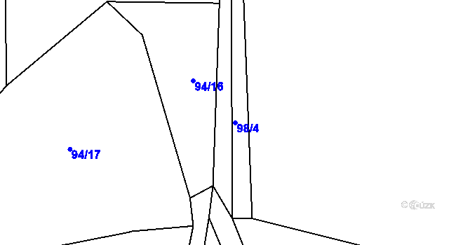 Parcela st. 98/4 v KÚ Prachov, Katastrální mapa