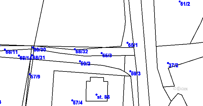 Parcela st. 65/3 v KÚ Prachov, Katastrální mapa