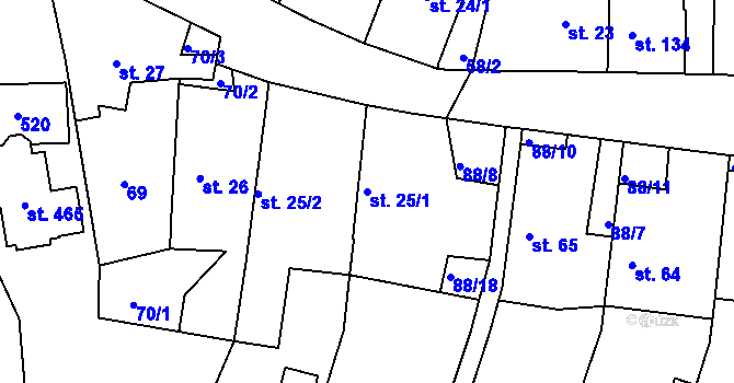 Parcela st. 25/1 v KÚ Holohlavy, Katastrální mapa