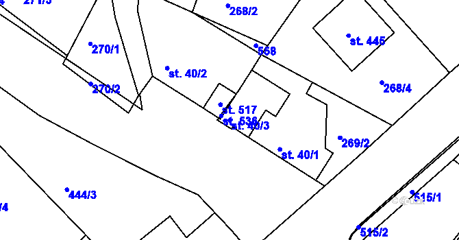 Parcela st. 40/3 v KÚ Holohlavy, Katastrální mapa