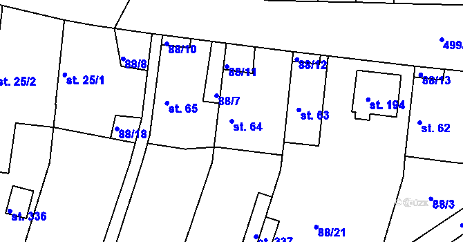Parcela st. 64 v KÚ Holohlavy, Katastrální mapa