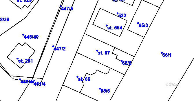 Parcela st. 67 v KÚ Holohlavy, Katastrální mapa