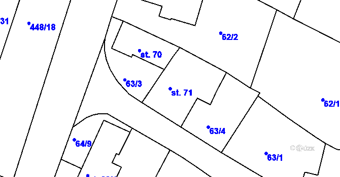 Parcela st. 71 v KÚ Holohlavy, Katastrální mapa