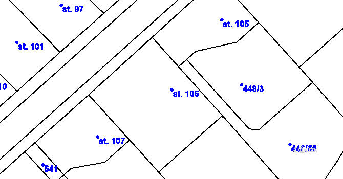 Parcela st. 106 v KÚ Holohlavy, Katastrální mapa