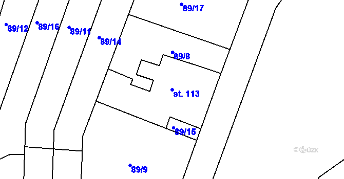 Parcela st. 113 v KÚ Holohlavy, Katastrální mapa
