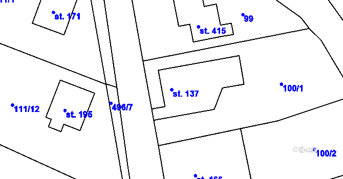 Parcela st. 137 v KÚ Holohlavy, Katastrální mapa