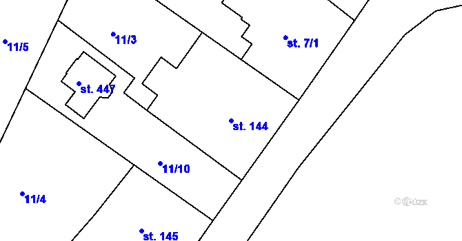 Parcela st. 144 v KÚ Holohlavy, Katastrální mapa