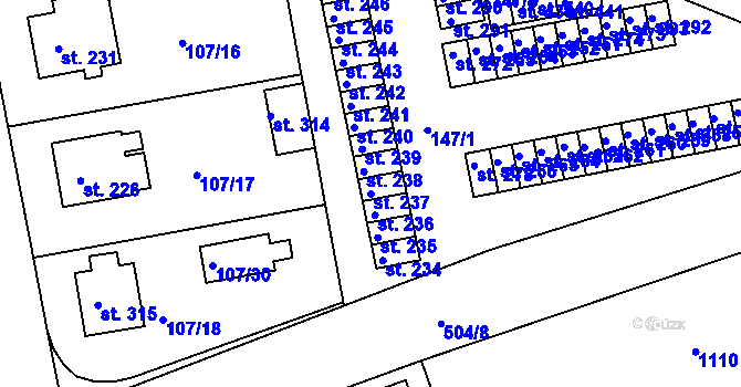 Parcela st. 237 v KÚ Holohlavy, Katastrální mapa
