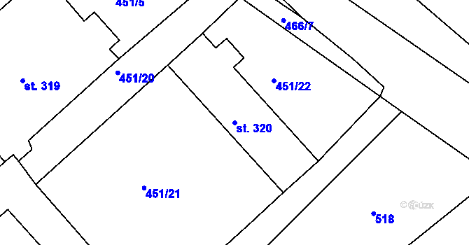 Parcela st. 320 v KÚ Holohlavy, Katastrální mapa
